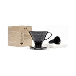 hario coffee dripper v60 02 with filters & scoop black plastic