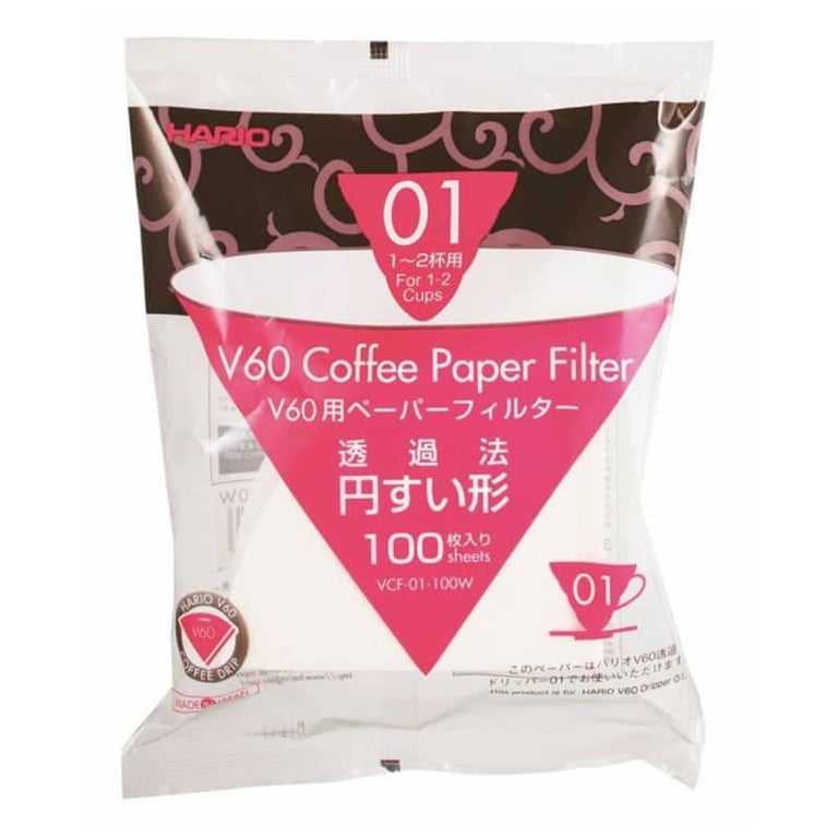 hario v60 paper filter 01 dripper 100 sheets bleached