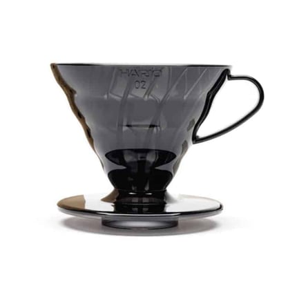 hario coffee dripper v60 02 with filters & scoop black plastic