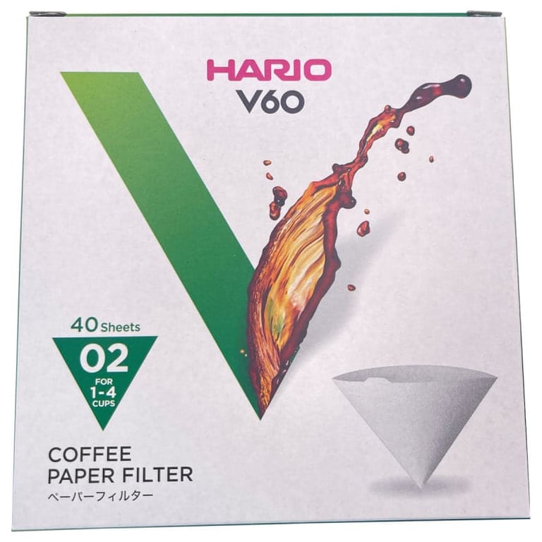 hario v60 paper filters 02 dripper 40 sheets bleached