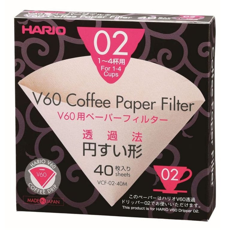 hario v60 paper filters 02 dripper 40 sheets unbleached