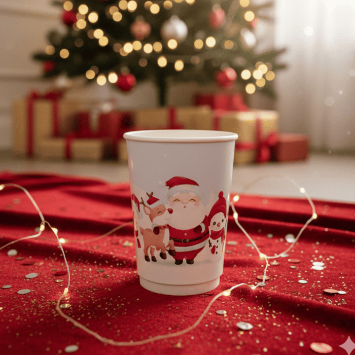 12oz red double wall christmas paper cups