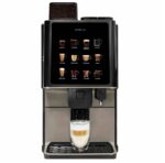 Coffee machine with various drink options displayed