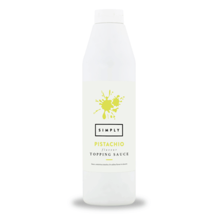 Pistachio flavour topping sauce in a bottle