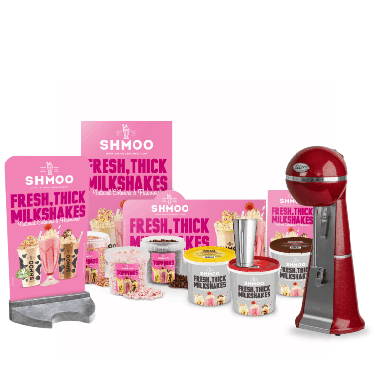 shmoo milkshake starter kit, shmoo red milkshake mixer & pavement stand
