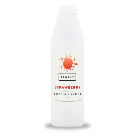 Simply Strawberry topping sauce in a bottle.
