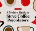 stove coffee percolators coffee flatlay