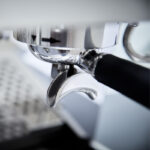 Close-up of an espresso machine portafilter