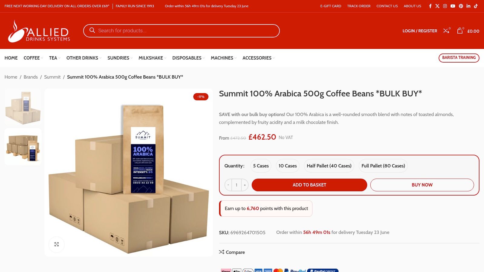 Screenshot from https://ads-coffee-supplies.co.uk/product/summit-100-arabica-500g-coffee-beans-bulk-buy/