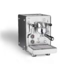 Stylish stainless steel espresso coffee machine.