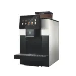 Modern coffee machine with touchscreen interface.