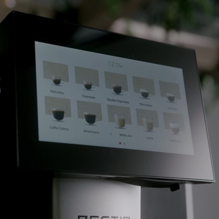 Bestir BM40 Pro seven inch touchscreen showing the drinks menu