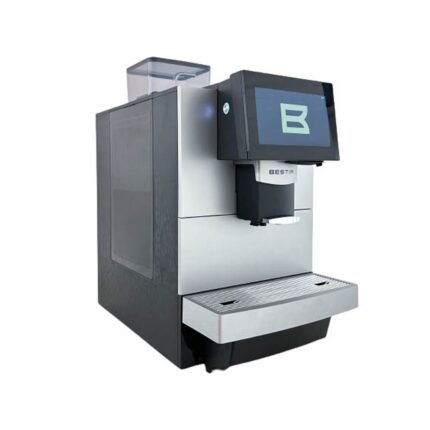 Bestir BM50 bean to cup coffee machine in silver, front three-quarter view