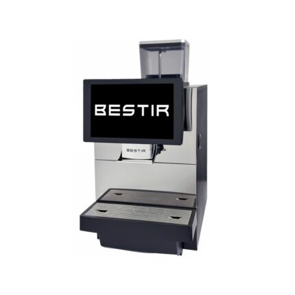 Bestir BM80 bean to cup coffee machine in silver, front view