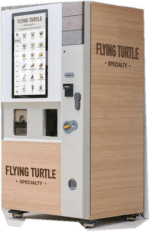 Vending machine displaying specialty food and drinks options.