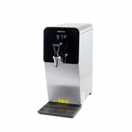 Marco MT4 countertop water boiler in brushed stainless steel with digital temperature display