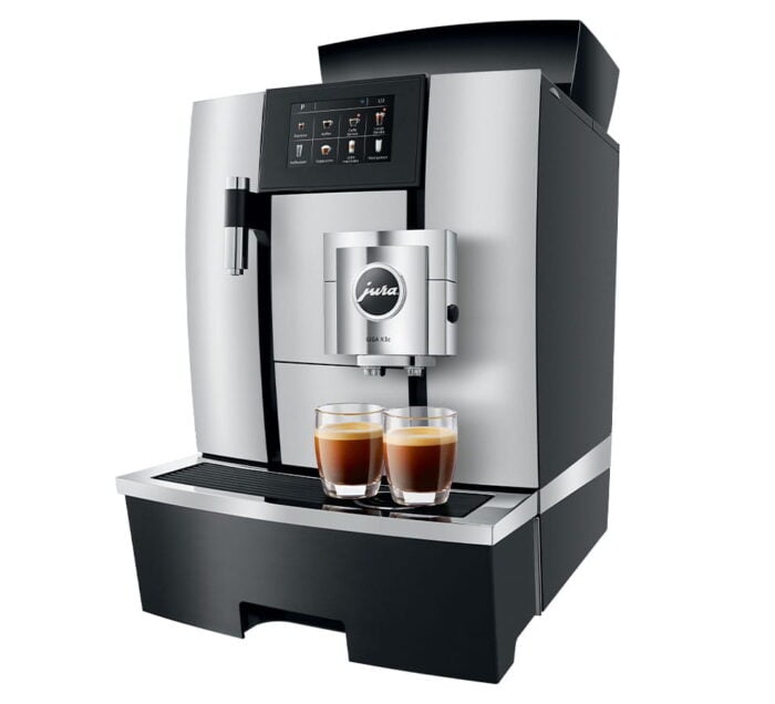 Jura GIGA X3c Gen 2 mains-fed bean to cup coffee machine in aluminium