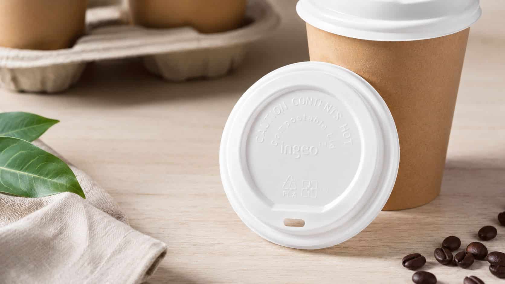 10-16oz Compostable Ingeo White Domed Sip-Thru Lids (1000)