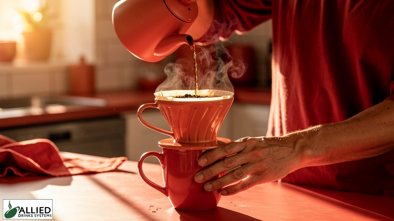 Home barista brewing specialty coffee using a pour-over method