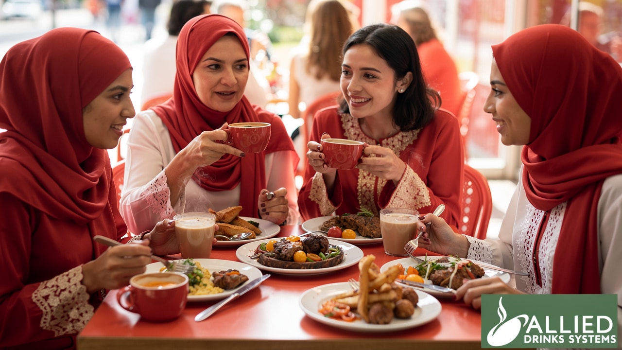 Diverse customers enjoying food and beverages in welcoming café