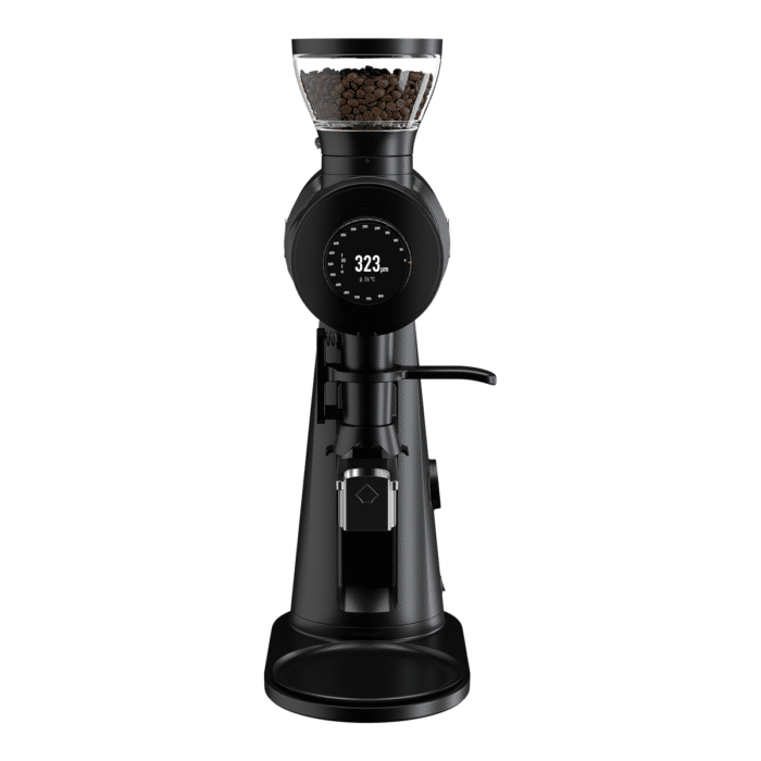 Mahlkönig EK Omnia coffee grinder front view with portafilter holder