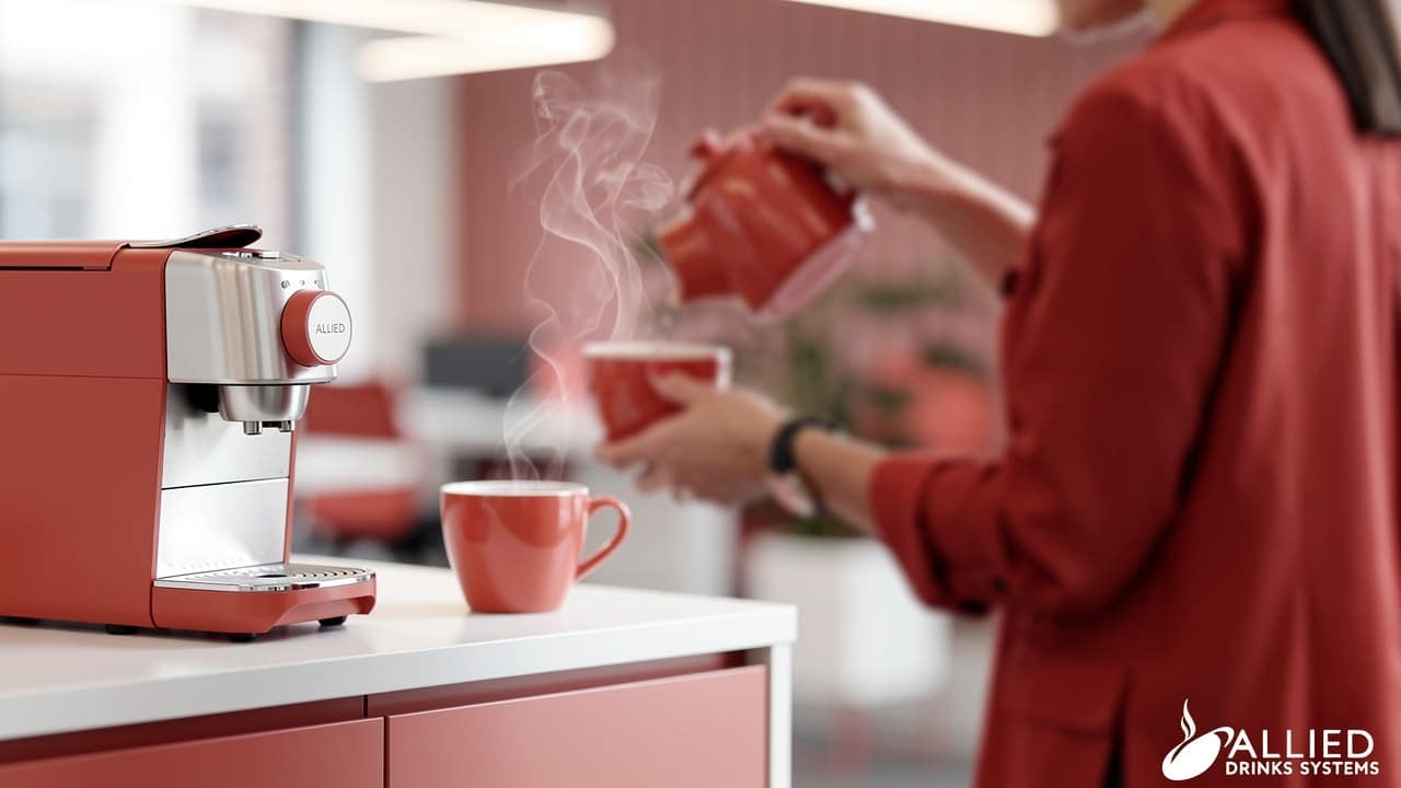 Office worker using bean-to-cup coffee machine
