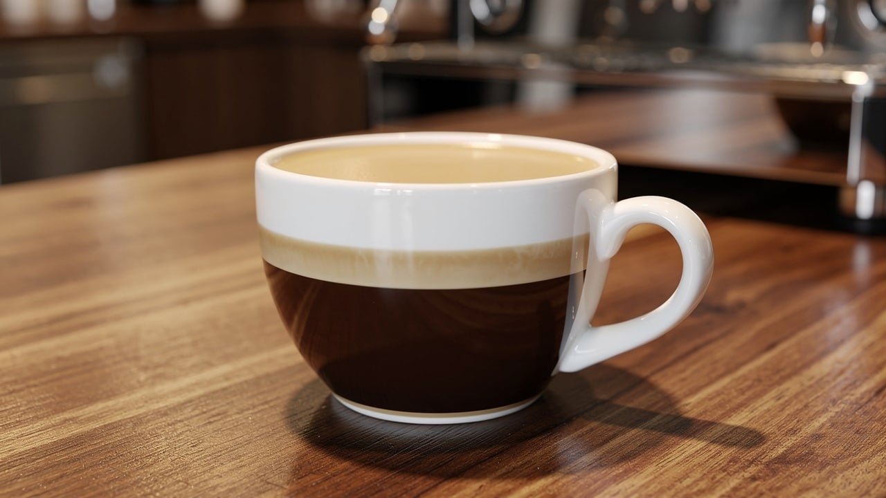 Perfect espresso and milk canvas filling one-third of cup