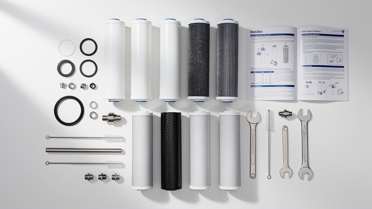 Filter cartridges and maintenance supplies for water cooler upkeep