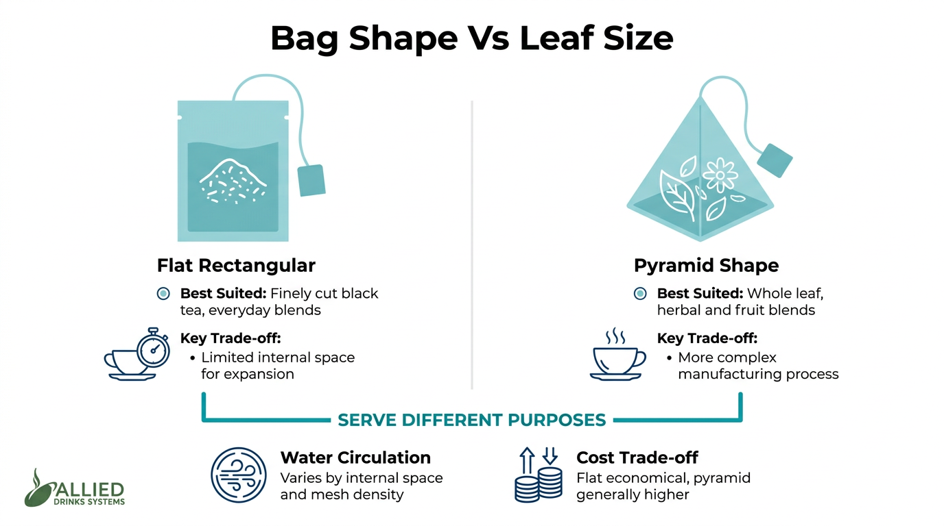 Comparison of flat and pyramid tea bag shapes