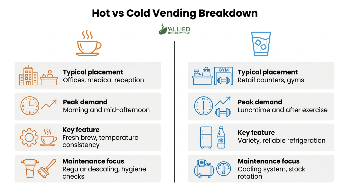 Hot versus cold drinks vending machine comparison