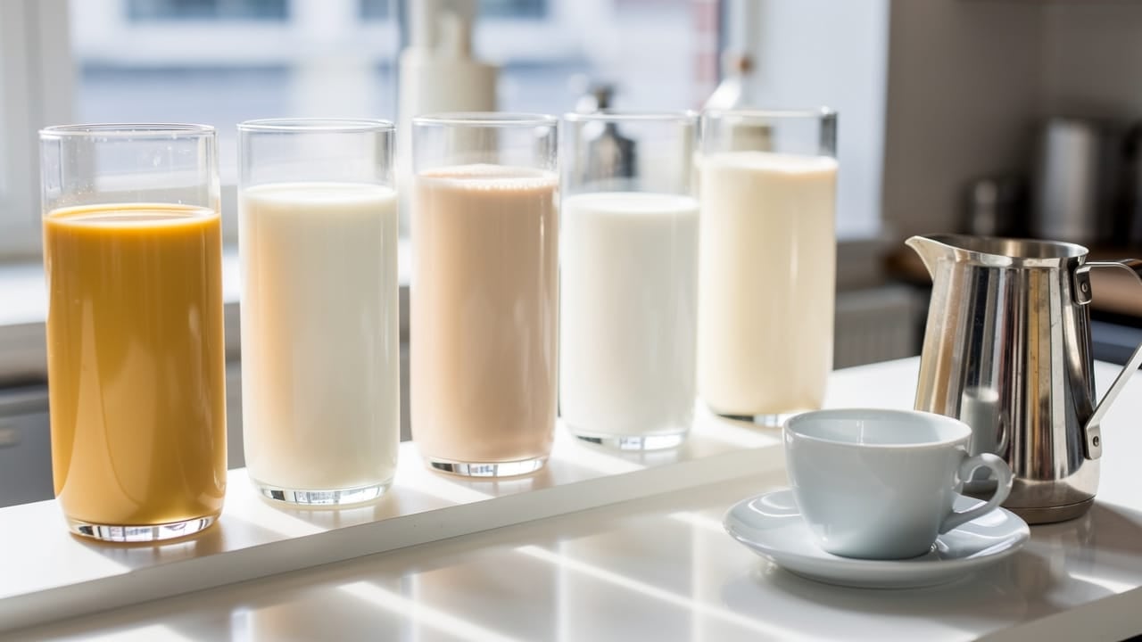 Range of dairy and plant-based milk options for coffee service